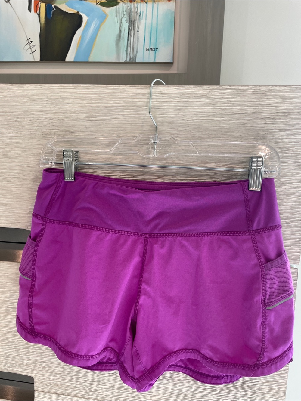 Athleta Active Running Shorts - Purple with back zip & side pockets